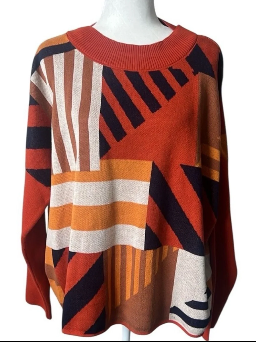 NWT SKFK Karle Organic Cotton Geometric Knit Sweater Boxy Pullover Size US 2